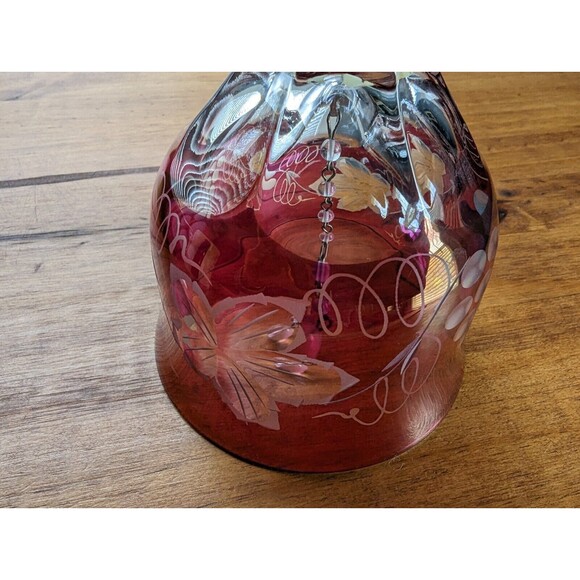 Echt Bleikrystal Hand Cut Cranberry Bell  -  Made In Germany  -  7-1/2" Tall - Picture 12 of 12